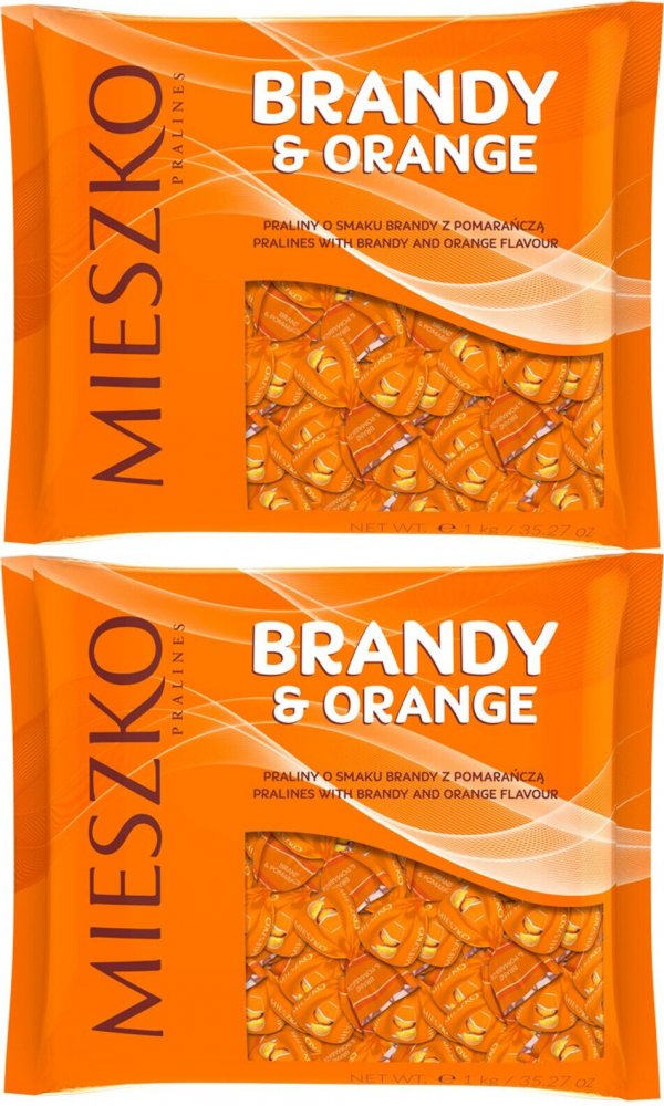 2x Praliny Mieszko Klejnoty Brandy&Orange, czekoladowy z nadzieniem o smaku brandy i pomarańczy, 1kg