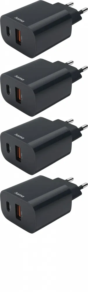 4x Ładowarka do telefonu Hama, Power Delivery, USB-C/USB-A, 20W, antracyt