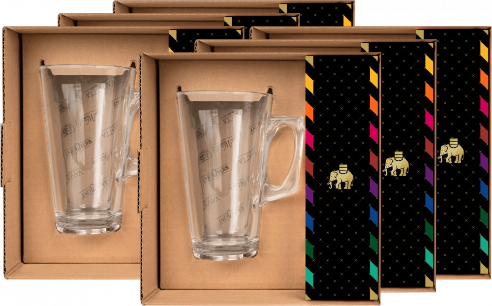 6x Zestaw do parzenia herbaty Richmont Hot, szklana 400ml z wieczkiem i spodkiem+ zestaw herbat Richmont Traditional w torebkach 12 sztuk