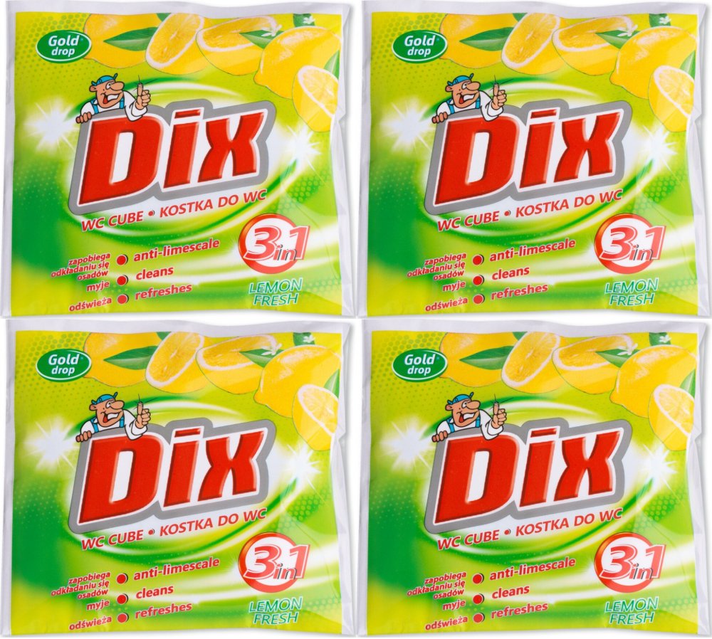 4x Kostka do WC z koszyczkiem Dix Gold Drop, cytrynowy, 35g