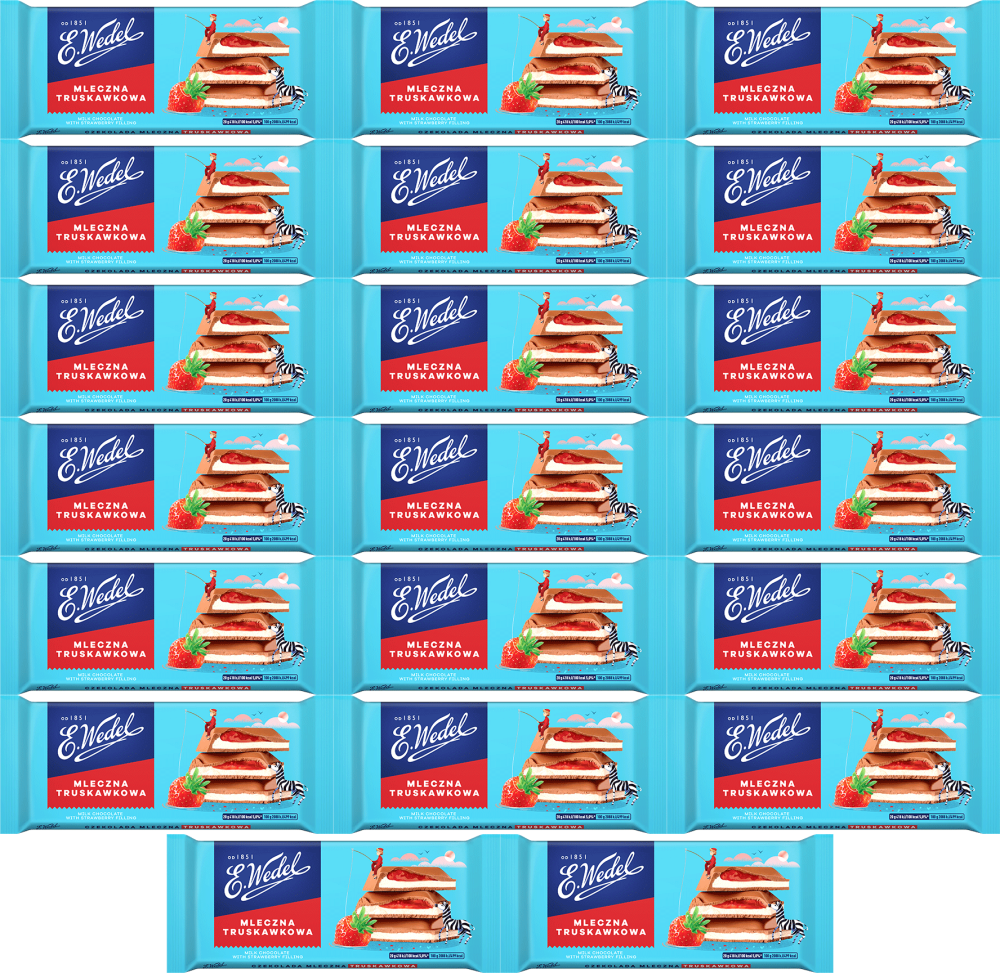 20x Czekolada Wedel, mleczna truskawkowa, 100g