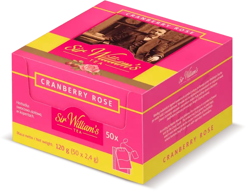 Herbata owocowa w kopertach Sir William’s Cranberry Rose, żurawina i dzika róża, 50 sztuk x 2.4g