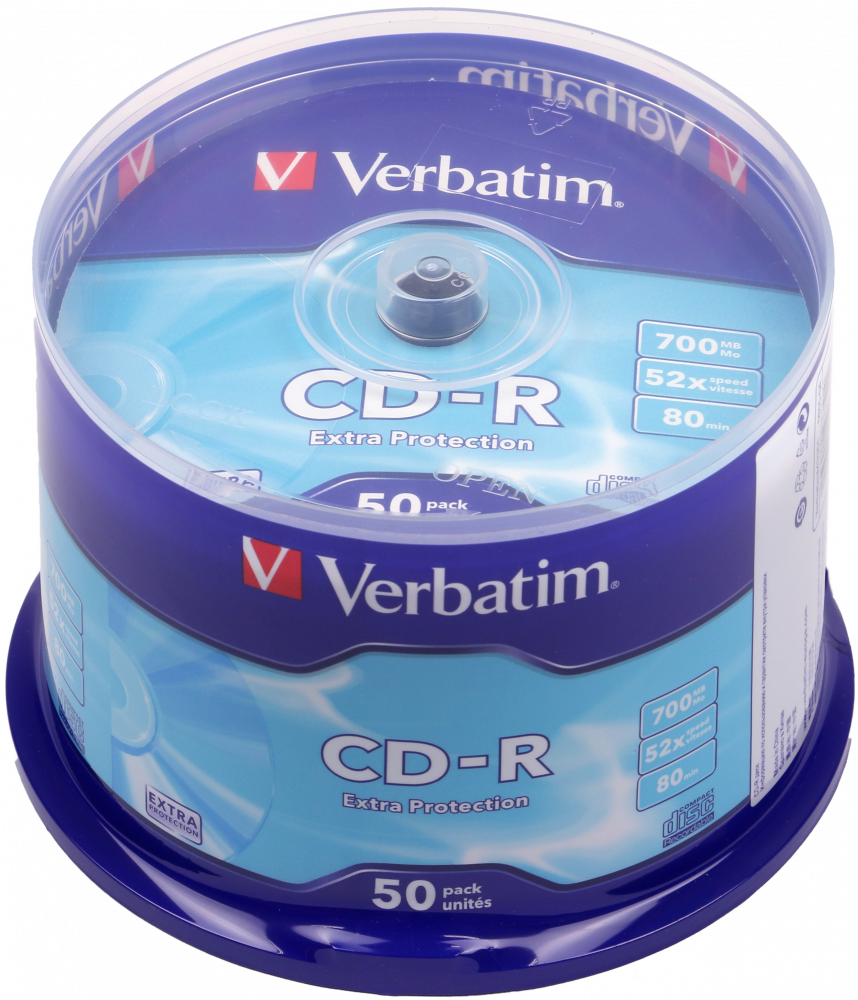Płyta CD-R Verbatim, do jednokrotnego zapisu, 700 MB cake box, 50 sztuk