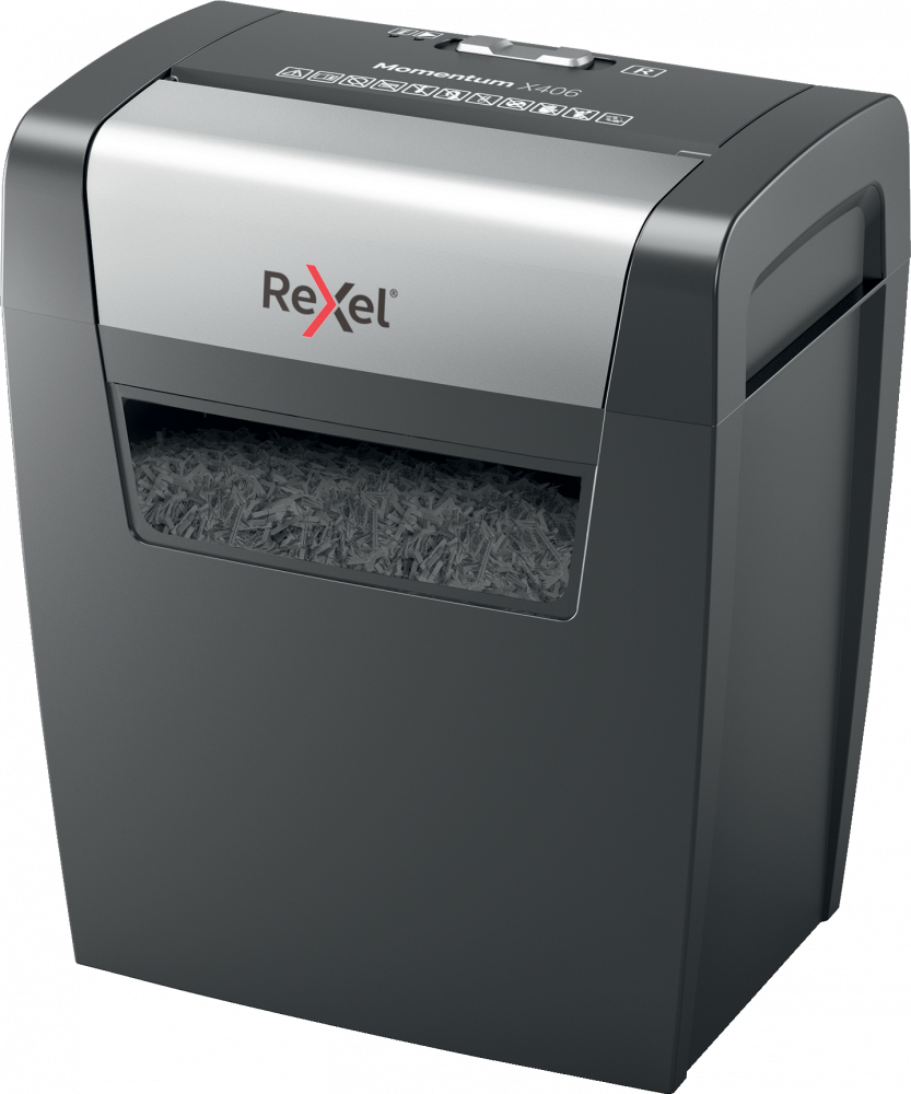 Niszczarka do papieru Rexel Momentum X406, konfetti 4x28mm, 6 kartek, P-4 DIN, czarny