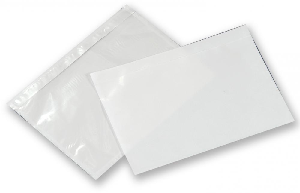 2x Koperty kurierskie/kangurki/przylgi NC, DL, z paskiem HK, 100 sztuk, przezroczysty