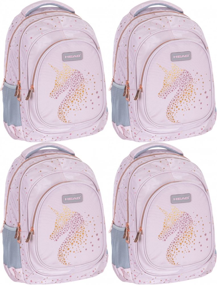 4x Plecak szkolny Head Golden Effect, trzykomorowy, 20l, Rose Gold39x28x15cm