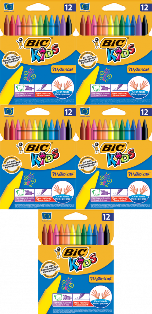 5x Kredki świecowe BIC Kids Plastidecor, 12 sztuk, mix kolorów