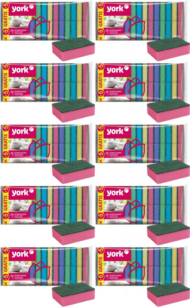 10x Zmywak kuchenny York, 30 sztuk, mix kolorów