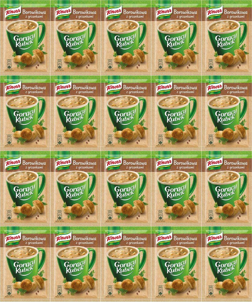 20x Zupa Knorr Gorący Kubek, borowikowa z grzankami, 15g