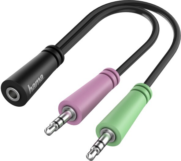 Adapter Hama Jack 3.5mm 4 piny - 2x Jack 3.5mm gniazdo, 15cm, czarny