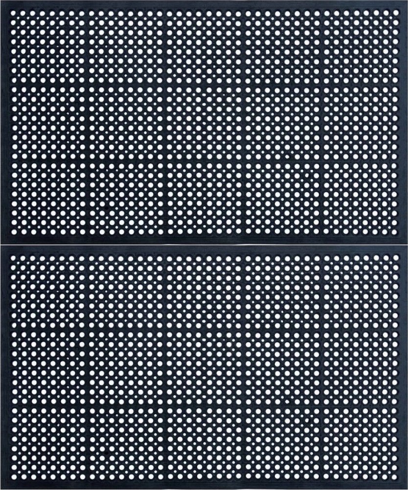 2x Wycieraczka ażurowa Krystynka, z najazdem, gumowa, 60x90x1.3cm, czarny