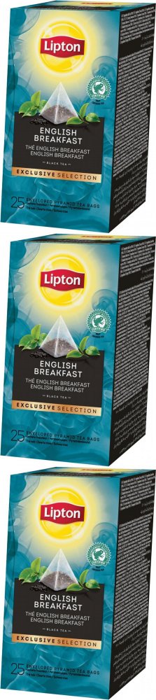 3x Herbata czarna w piramidkach Lipton English Breakfast, 25 sztuk x 2g
