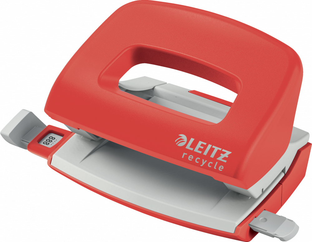 Dziurkacz mini Leitz NeXXt Recycle, do 10 kartek, czerwony
