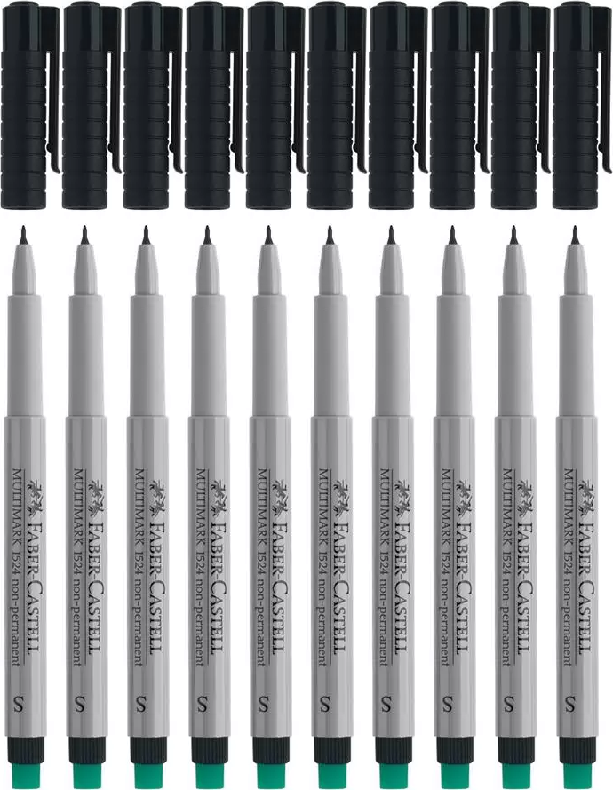10x Marker suchościeralny Faber-Castell, okrągła, S, czarny