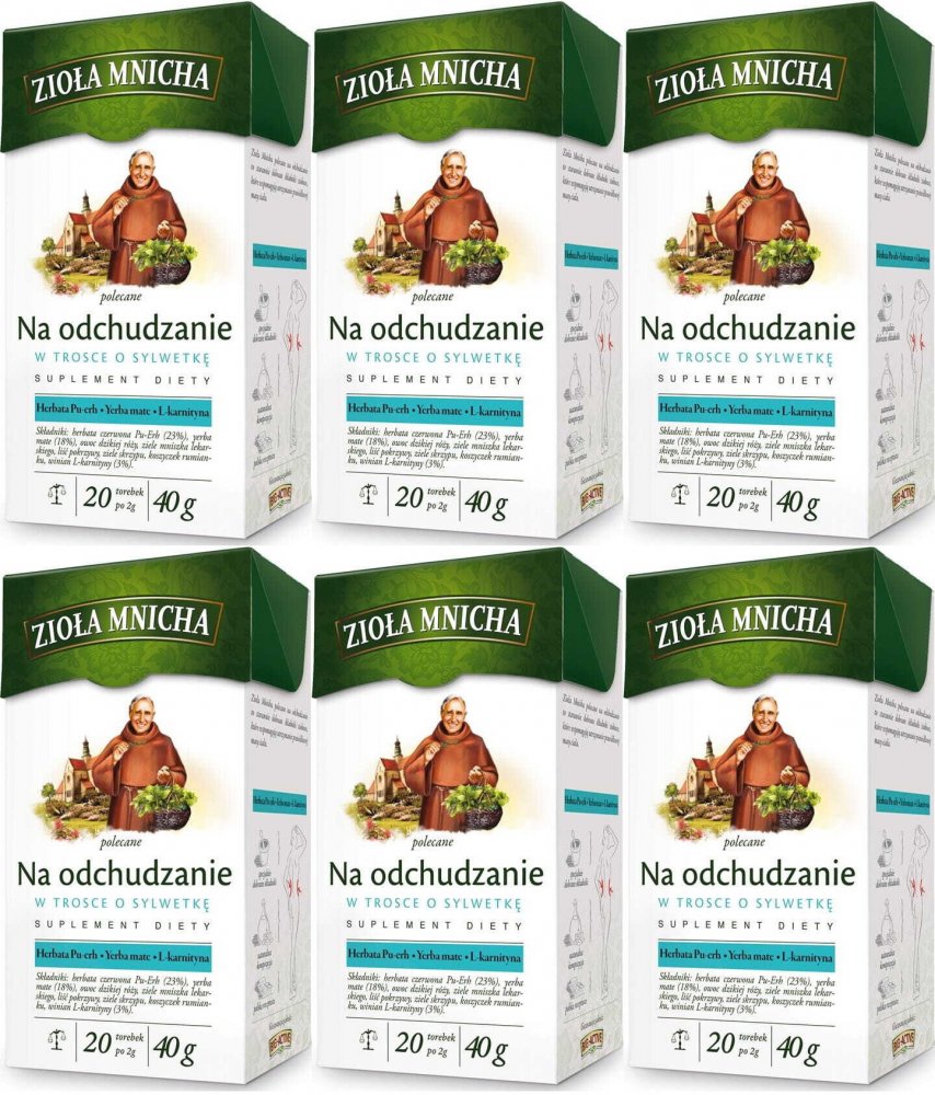 6x Herbata funkcjonalna w torebkach Big-Active Zioła Mnicha, na odchudzanie, 20 sztuk x 2g