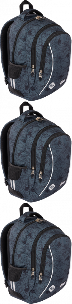 3x Plecak szkolny St.Right BP26 Spider Web, trzykomorowy, 20l, 39x27x17cm, czarny