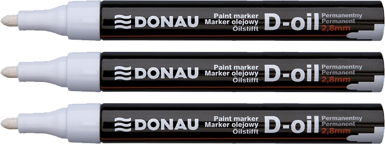 3x Marker olejowy Donau, D-Oil, okrągła, 2.8 mm, biały