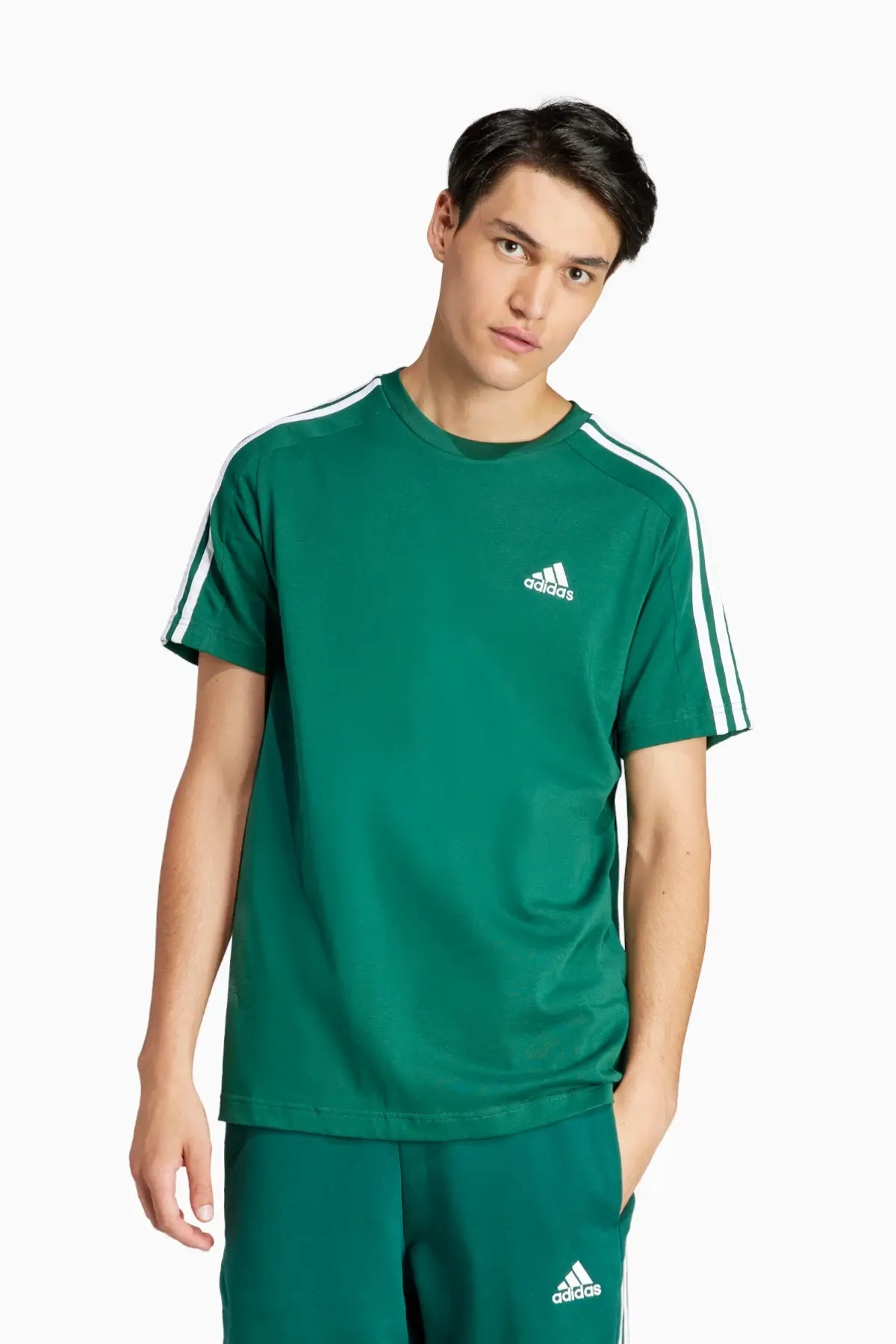 Koszulka adidas Essentials Single 3S Tee - Zielony