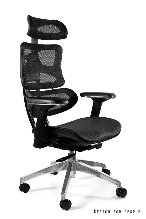 ERGOTECH fotel biurowy czarny chrom, siatka