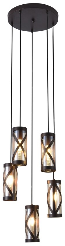 Rabalux Oberon lampa wisząca 5x40W brązowy/bursztynowy 5340