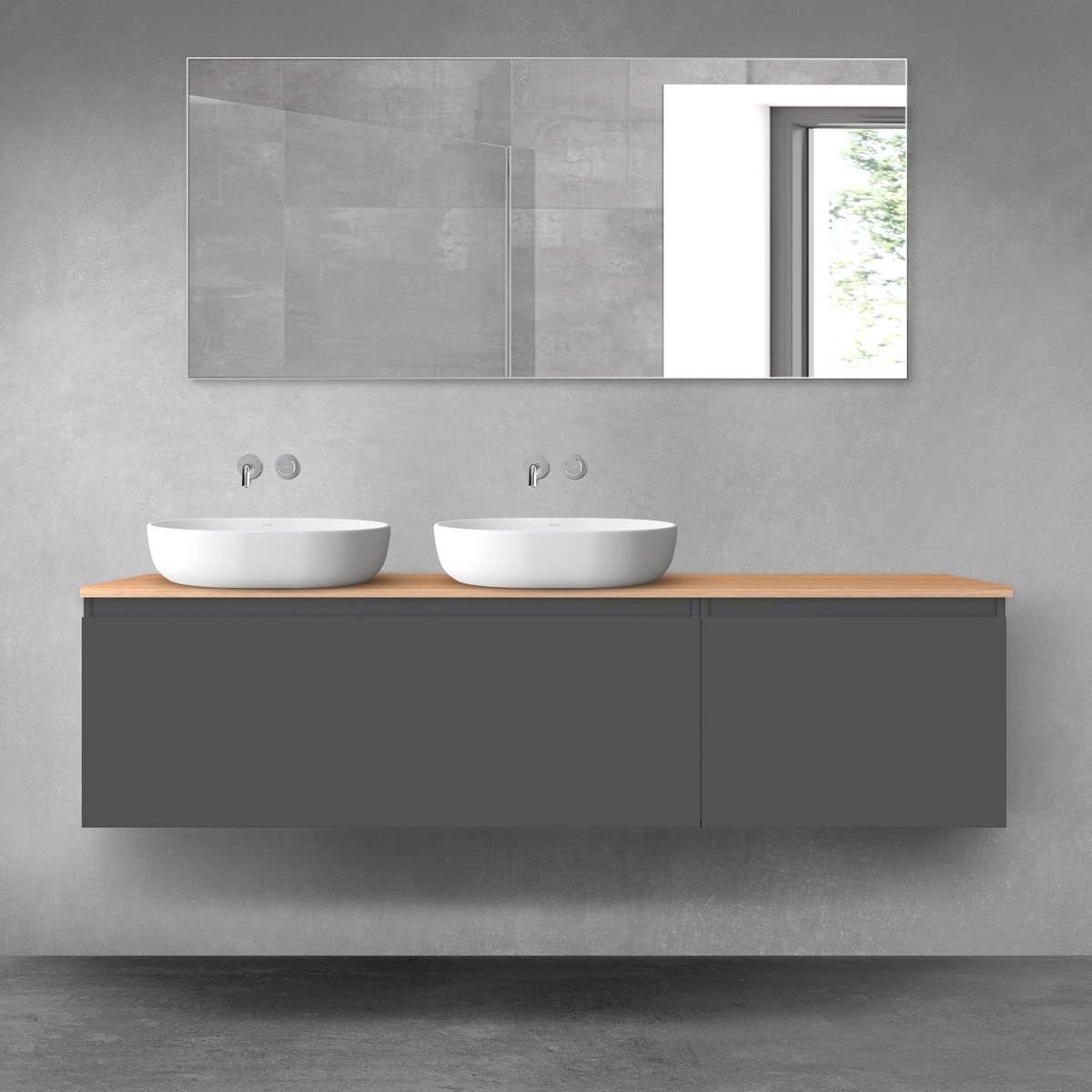 Oltens Vernal zestaw mebli łazienkowych 180 cm z blatem grafit mat/dąb 68605400 - Wysyłka w 24h