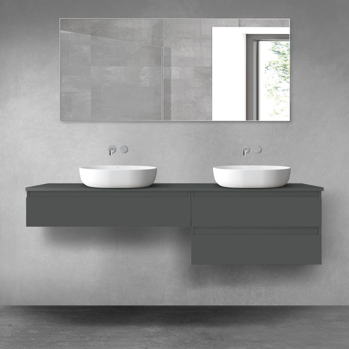 Oltens Vernal zestaw mebli łazienkowych 180 cm z blatem grafit mat 68552400 - Wysyłka w 24h