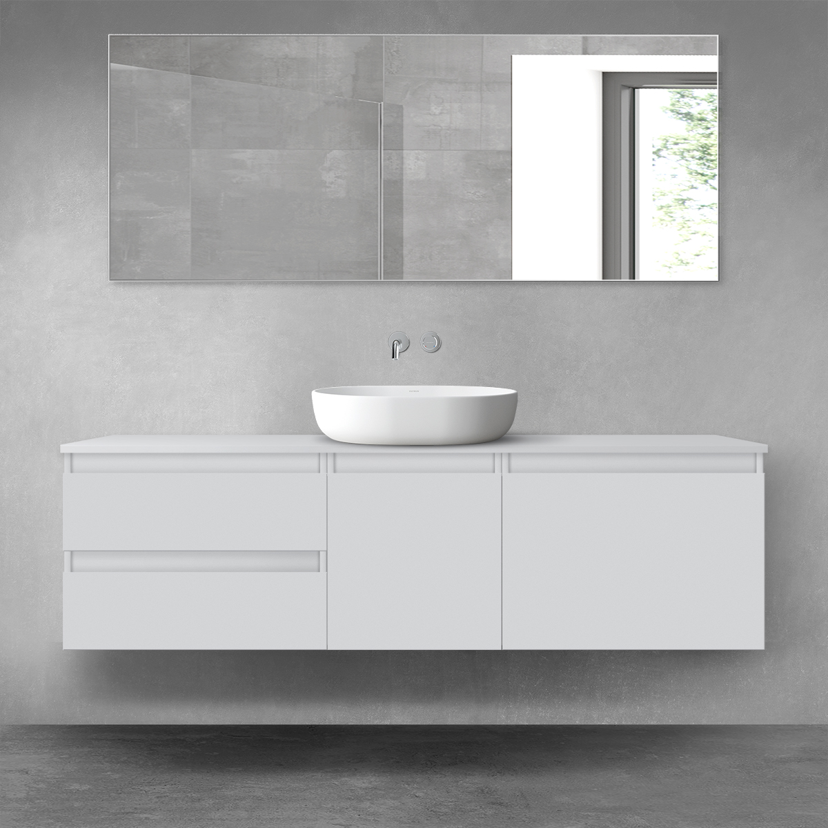 Oltens Vernal zestaw mebli łazienkowych 160 cm z blatem szary mat 68408700 - Wysyłka w 24h