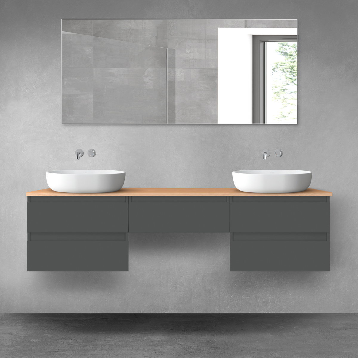 Oltens Vernal zestaw mebli łazienkowych 180 cm z blatem grafit mat/dąb 68497400 - Wysyłka w 24h