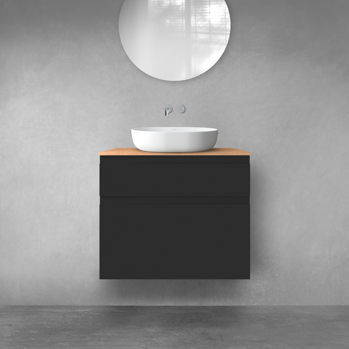 Oltens Vernal zestaw mebli łazienkowych 80 cm z blatem czarny mat/dąb 68223300 - Wysyłka w 24h