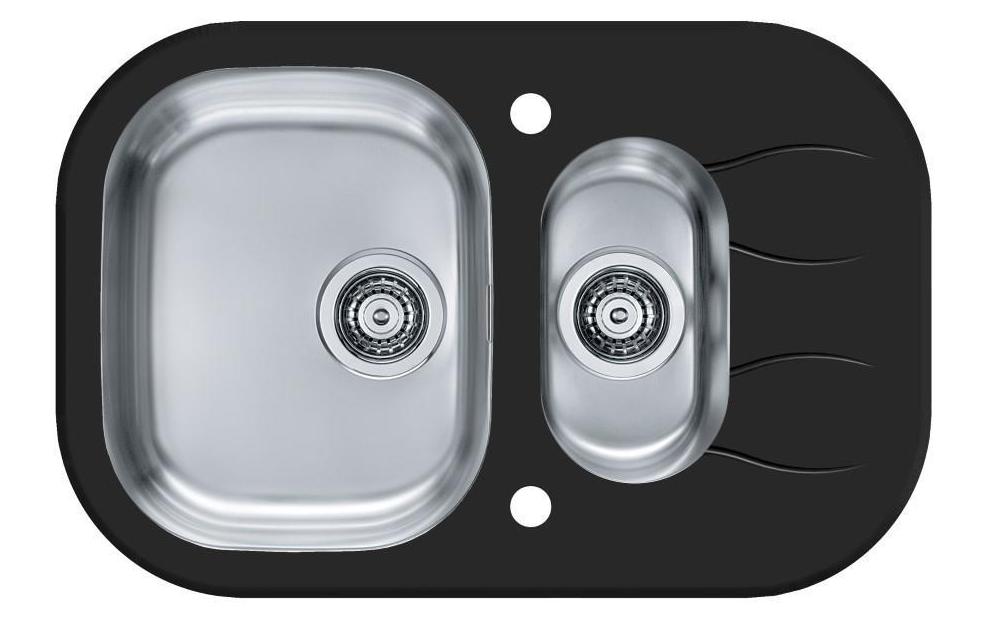 Alveus Wave 30 zlewozmywak 1,5-komorowy 76x50 cm czarny-satyna 1102730