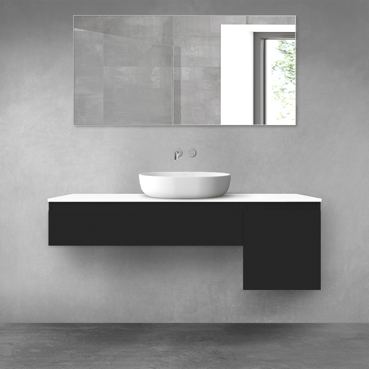 Oltens Vernal zestaw mebli łazienkowych 140 cm z blatem czarny mat/biały połysk 68284300 - Wysyłka w 24h