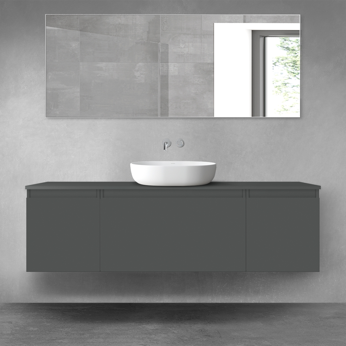 Oltens Vernal zestaw mebli łazienkowych 160 cm z blatem grafit mat 68475400 - Wysyłka w 24h