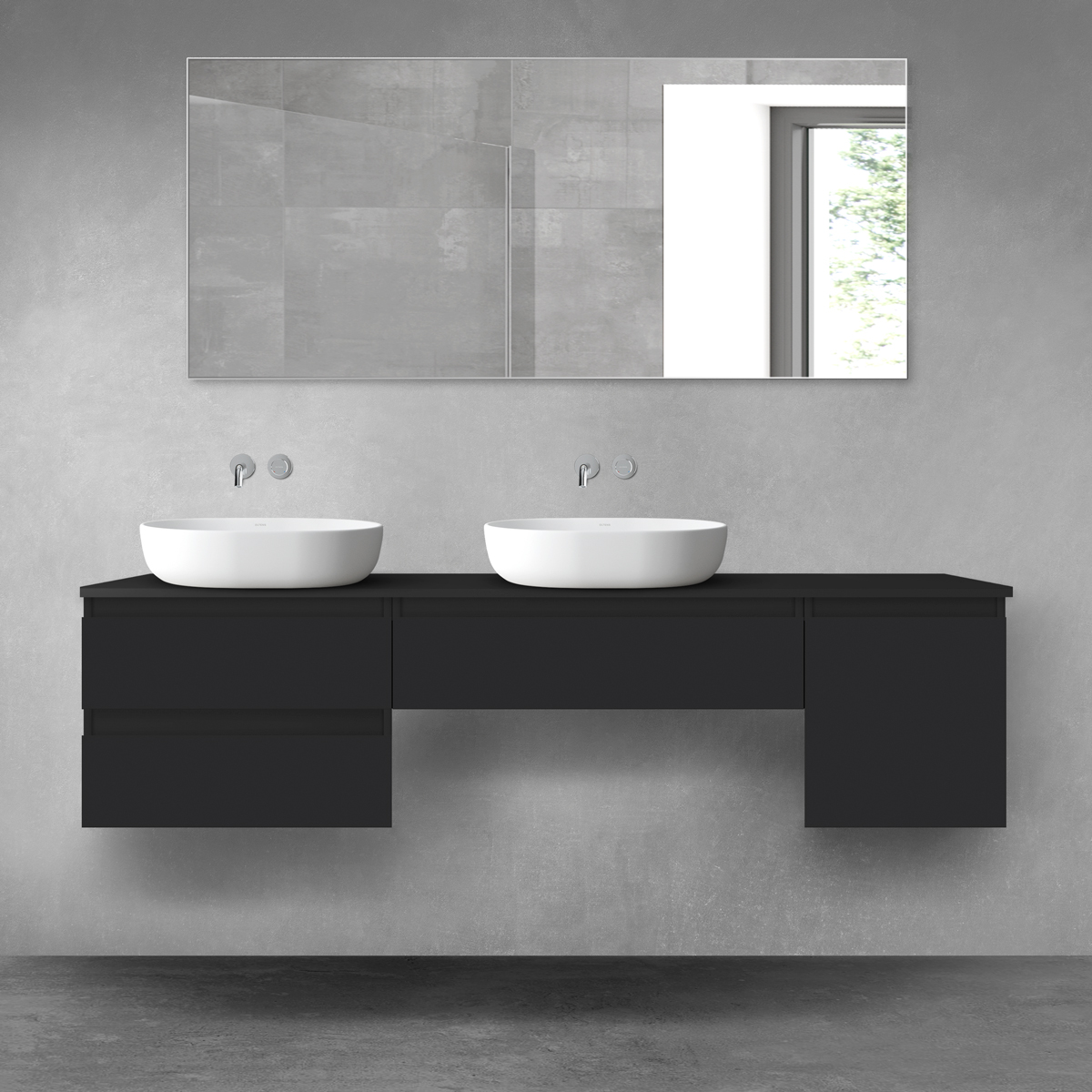 Oltens Vernal zestaw mebli łazienkowych 180 cm z blatem czarny mat 68516300 - Wysyłka w 24h