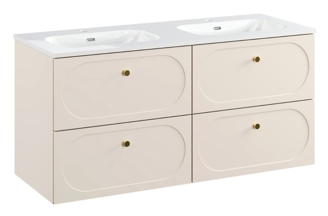 Zestaw Comad Donna Sand umywalka 121 cm z dwiema szafkami 60 cm beż piaskowy SET-DS 120CM UM FLY