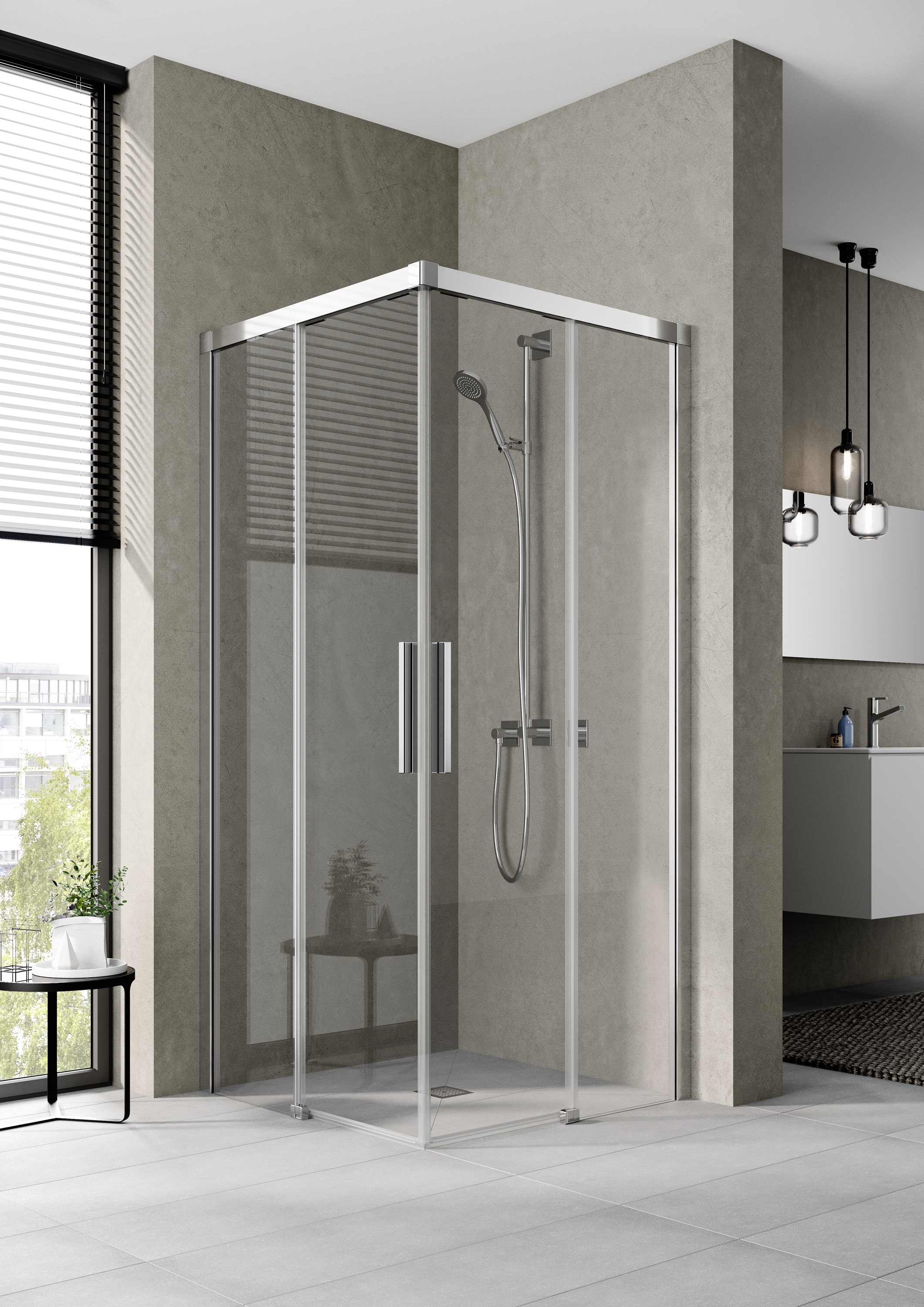 Kermi Nica NI C2 kabina prysznicowa część prawa 100x100 cm kwadratowa NIC2R10020VPK