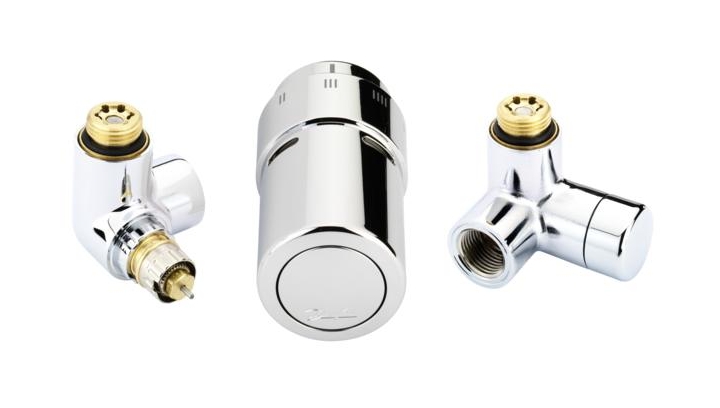 Danfoss X-tra Collection zestaw lewy dwa zawory + głowica chrom 013G4004