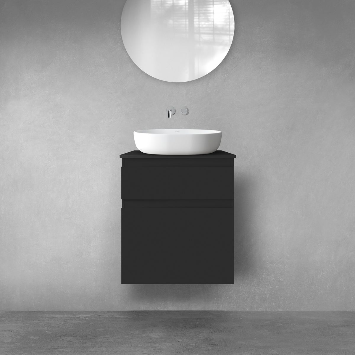 Oltens Vernal zestaw mebli łazienkowych 60 cm z blatem czarny mat 68218300 - Wysyłka w 24h