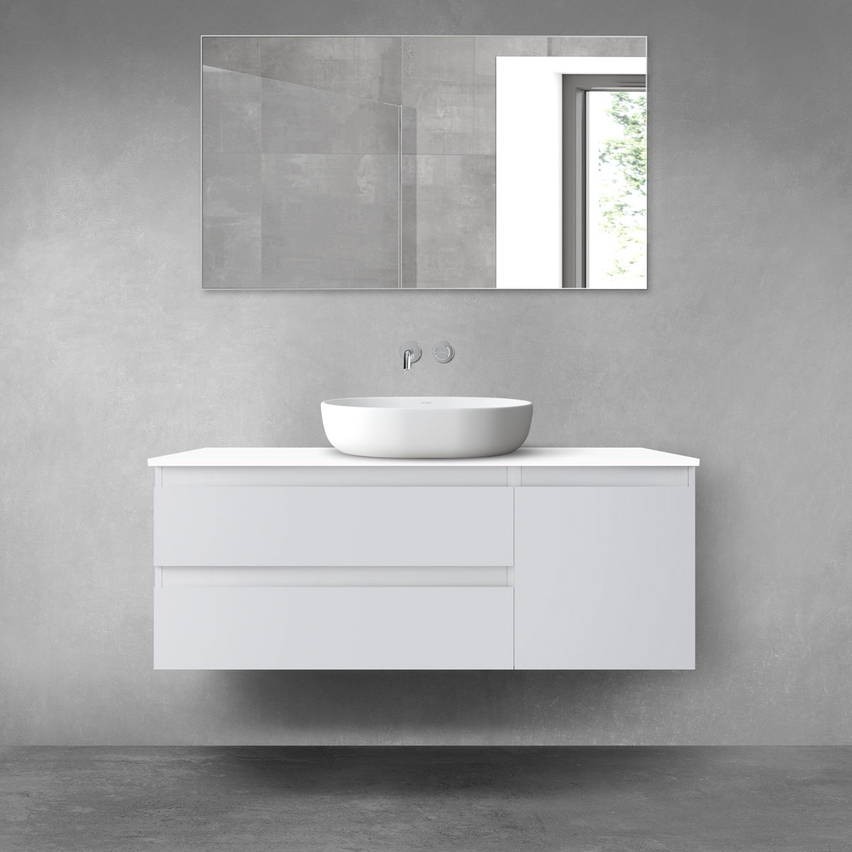 Oltens Vernal zestaw mebli łazienkowych 120 cm z blatem szary mat/biały połysk 68212700 - Wysyłka w 24h