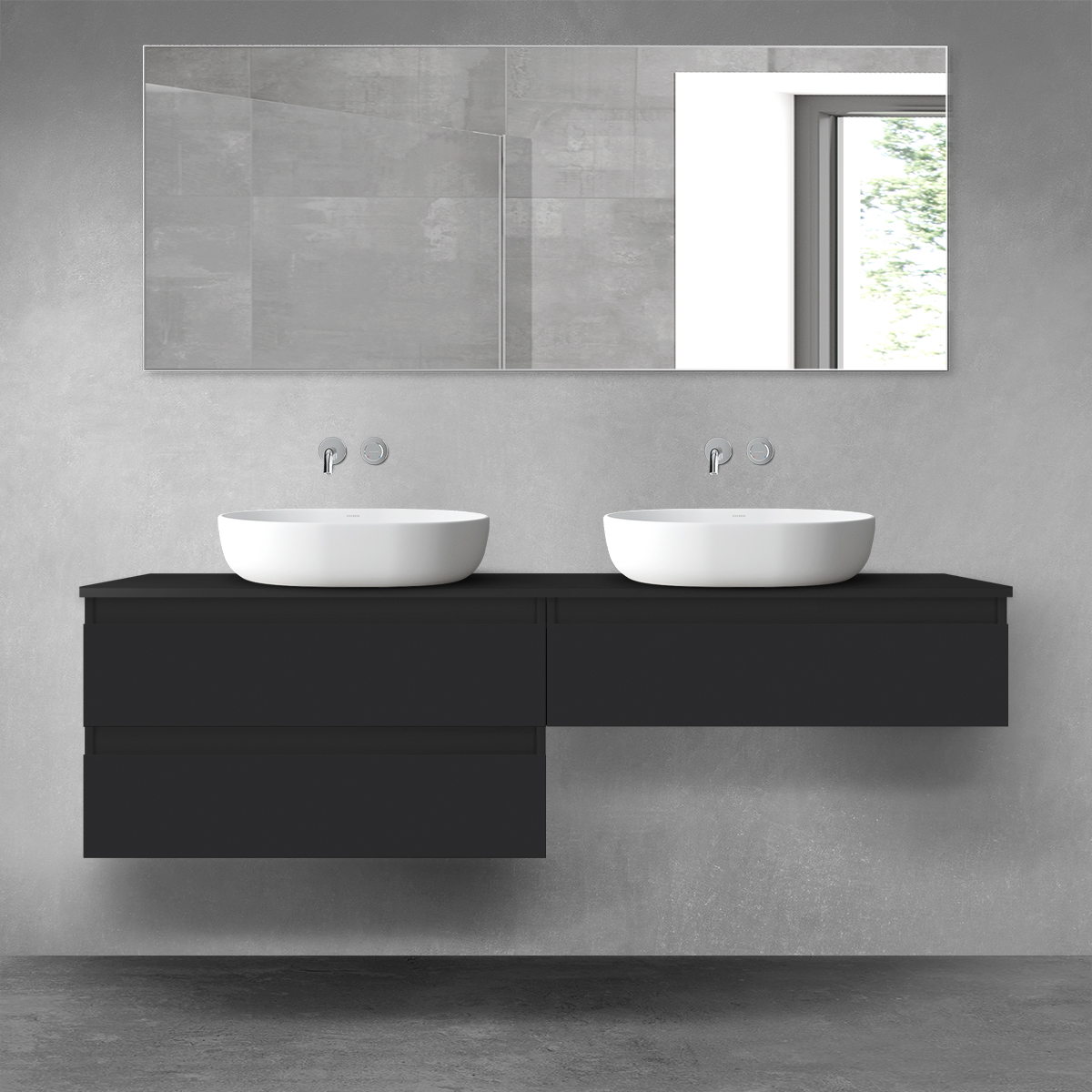 Oltens Vernal zestaw mebli łazienkowych 160 cm z blatem czarny mat 68444300 - Wysyłka w 24h