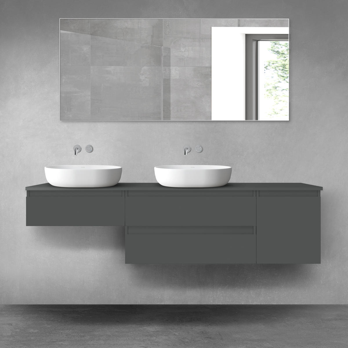 Oltens Vernal zestaw mebli łazienkowych 180 cm z blatem grafit mat 68514400 - Wysyłka w 24h