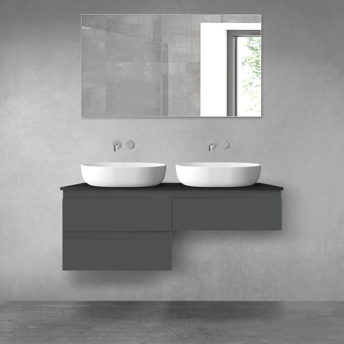 Oltens Vernal zestaw mebli łazienkowych 120 cm z blatem grafit mat/czarny mat 68237400 - Wysyłka w 24h