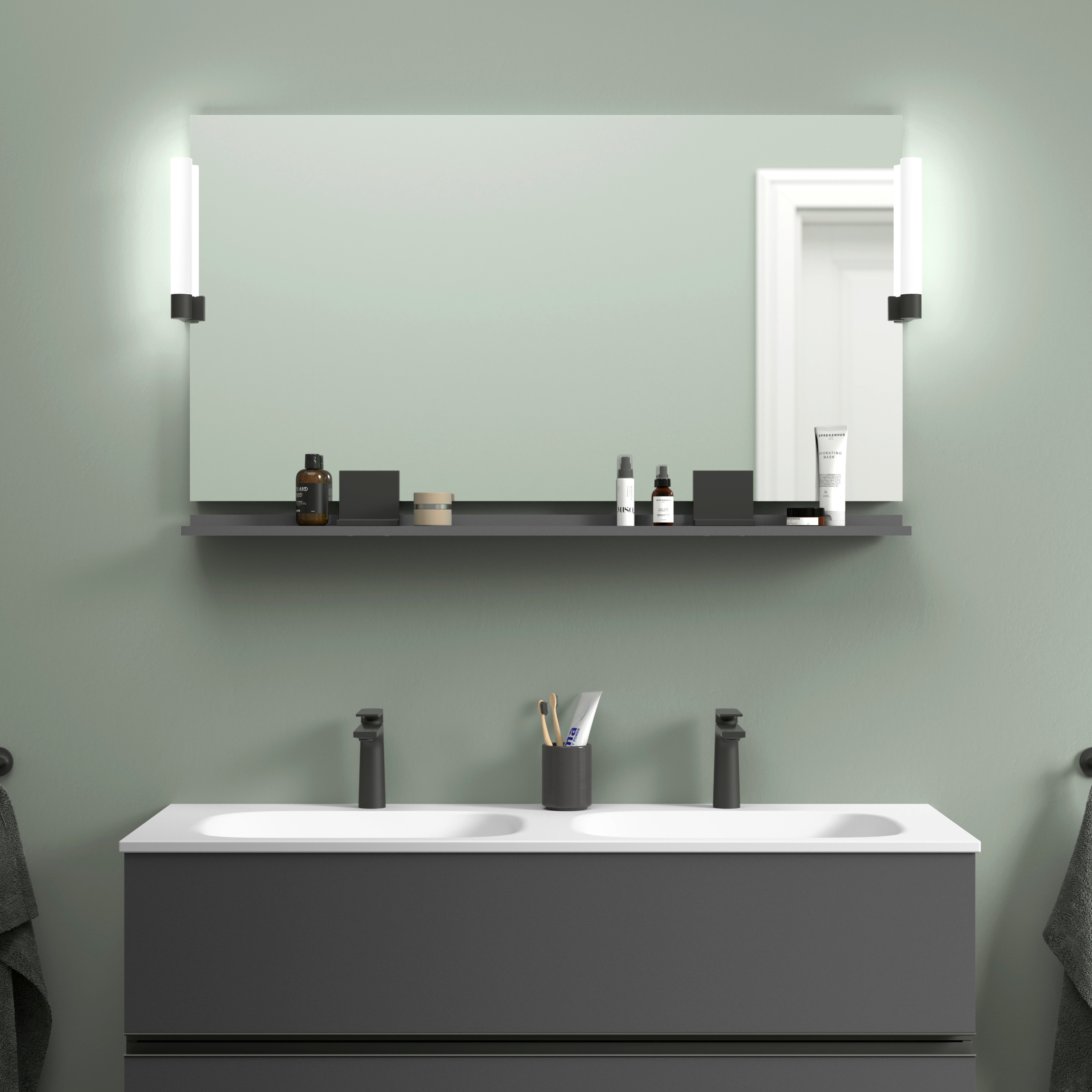 Duravit Sivida lustro 125x65 cm prostokątne z oświetleniem czarny-grafit SV74240BD490000