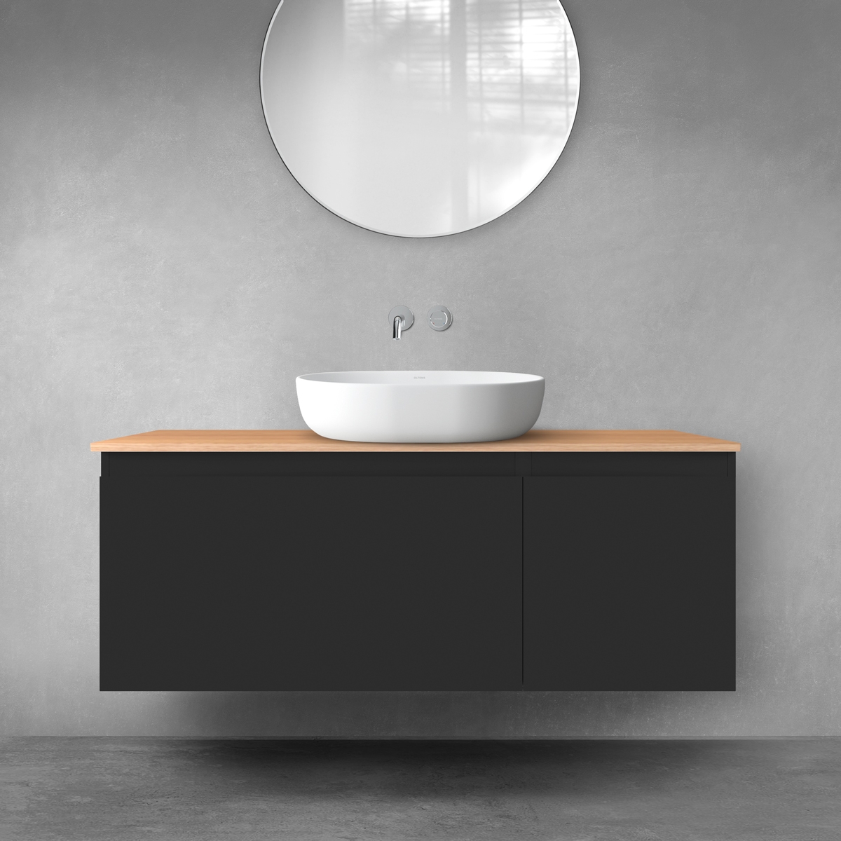 Oltens Vernal zestaw mebli łazienkowych 120 cm z blatem czarny mat/dąb 68252300 - Wysyłka w 24h