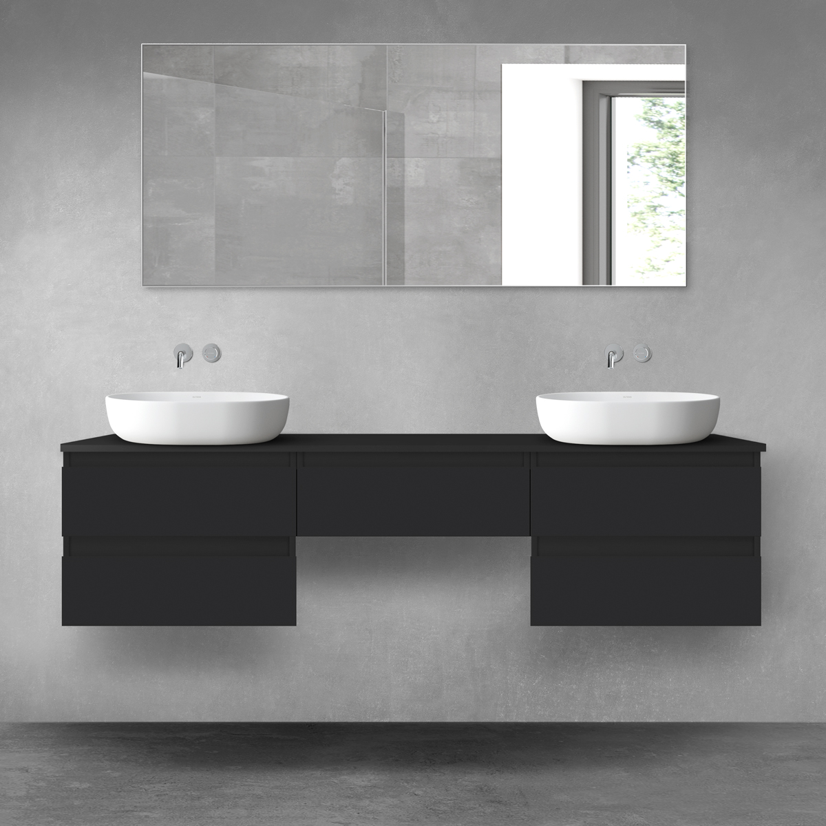 Oltens Vernal zestaw mebli łazienkowych 180 cm z blatem czarny mat 68490300 - Wysyłka w 24h