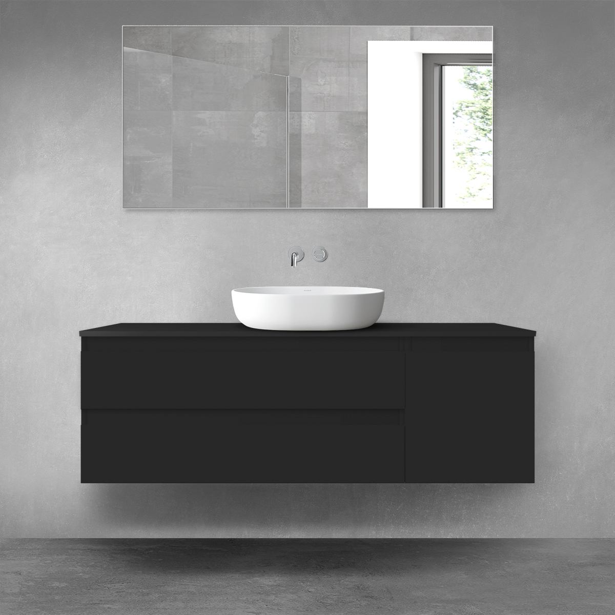 Oltens Vernal zestaw mebli łazienkowych 140 cm z blatem czarny mat 68261300 - Wysyłka w 24h