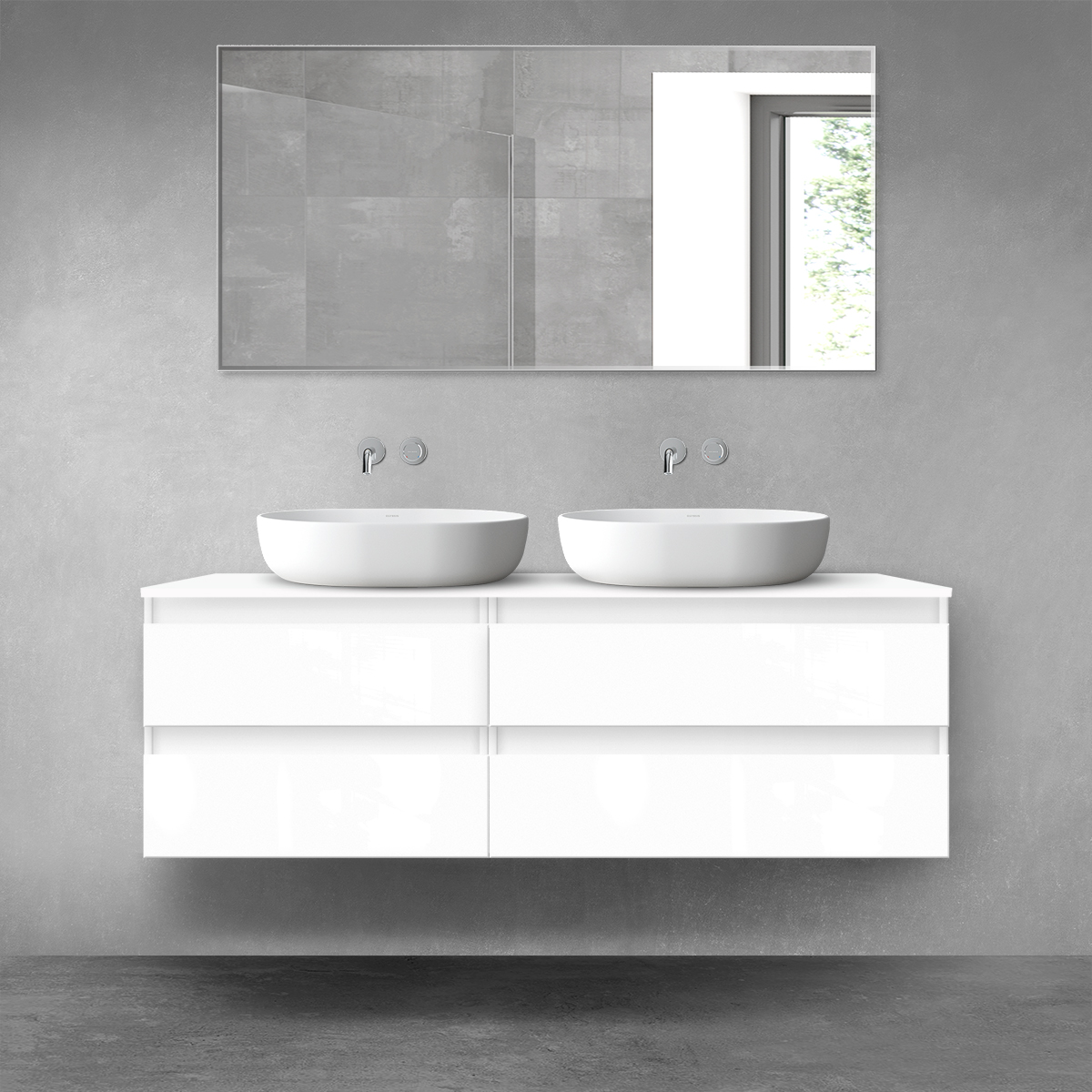 Oltens Vernal zestaw mebli łazienkowych 140 cm z blatem biały połysk 68257000 - Wysyłka w 24h