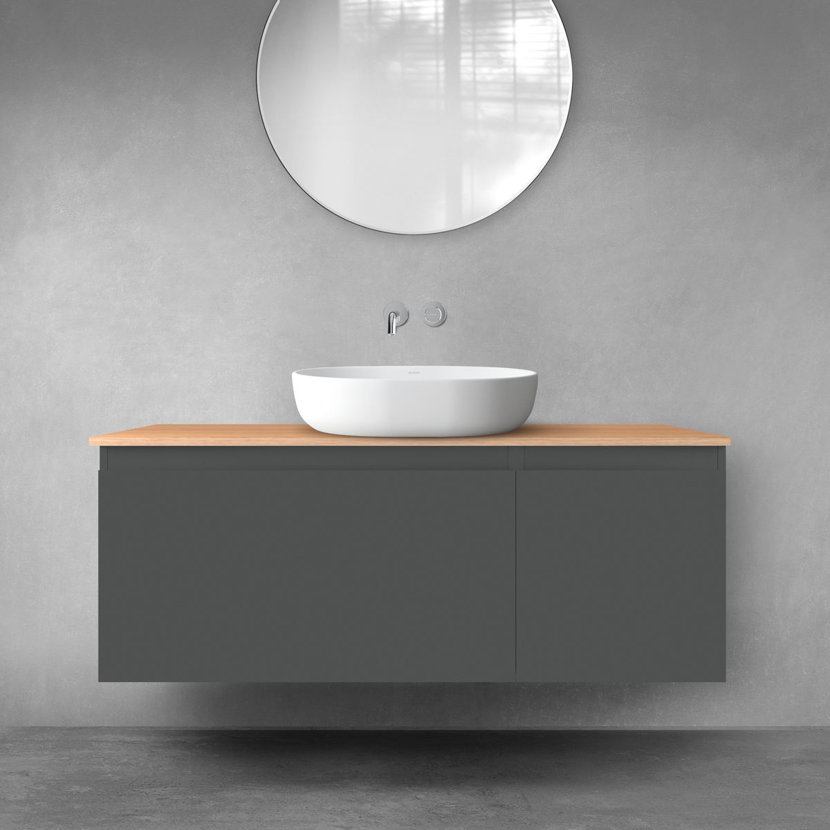 Oltens Vernal zestaw mebli łazienkowych 120 cm z blatem grafit mat/dąb 68252400 - Wysyłka w 24h