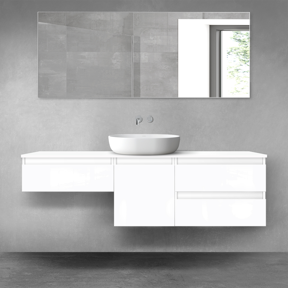 Oltens Vernal zestaw mebli łazienkowych 160 cm z blatem biały połysk 68424000 - Wysyłka w 24h