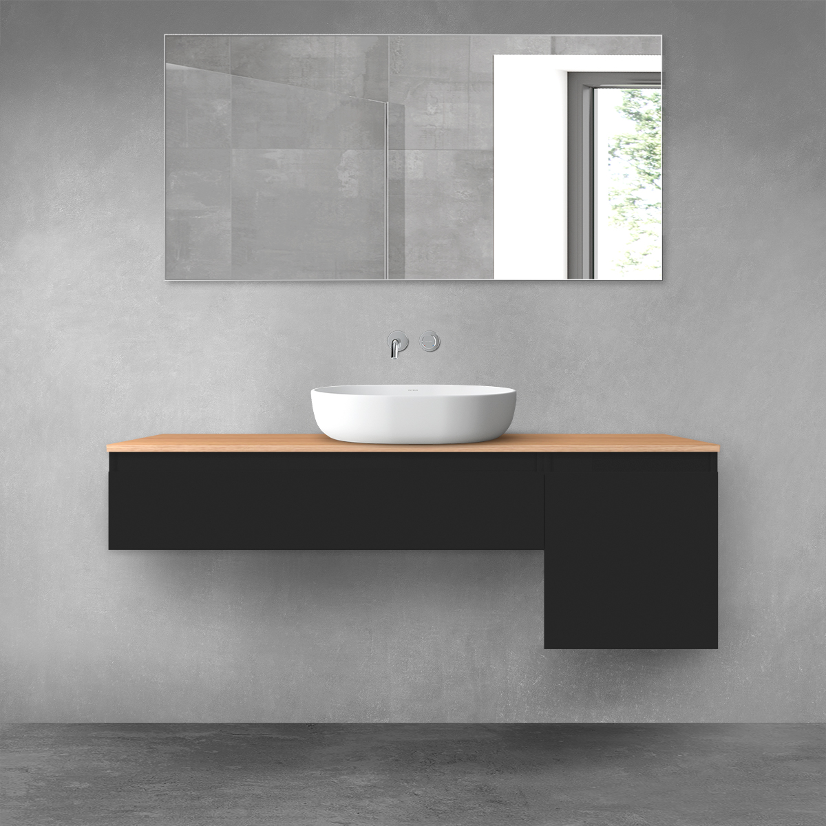 Oltens Vernal zestaw mebli łazienkowych 140 cm z blatem czarny mat/dąb 68283300 - Wysyłka w 24h