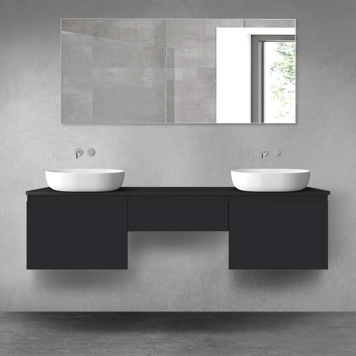 Oltens Vernal zestaw mebli łazienkowych 180 cm z blatem czarny mat 68550300 - Wysyłka w 24h